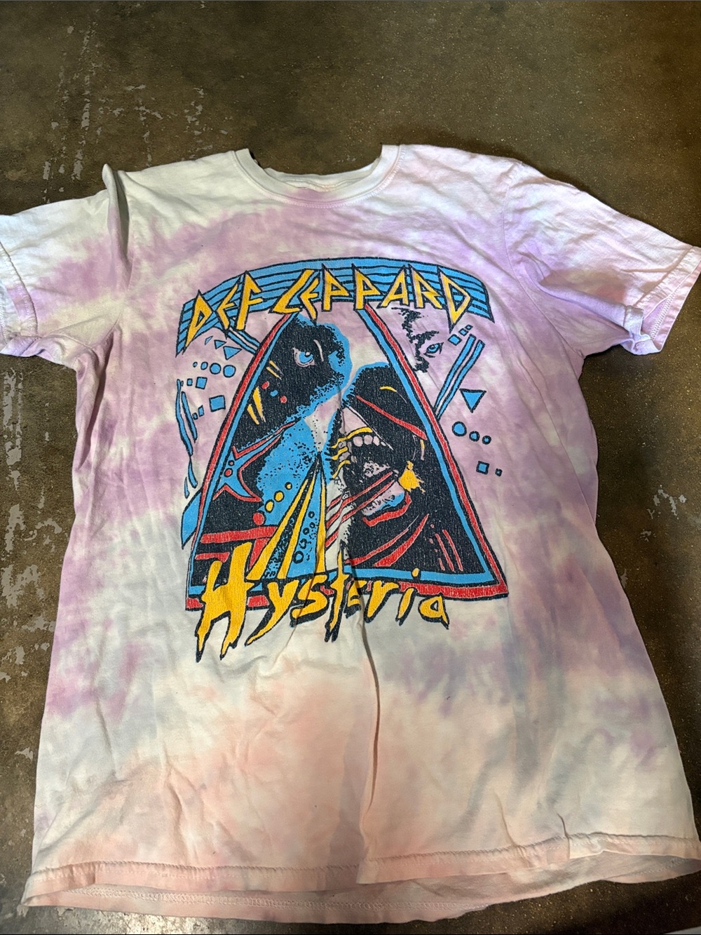 Def Leppard Hysteria Tie-Dye Graphic Tee - Purple/White